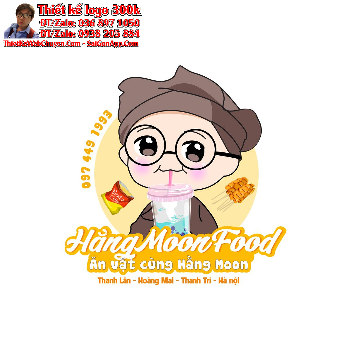 Thiết kế logo ăn vặt Moon Food Thiết kế logo ăn vặt Moon Food