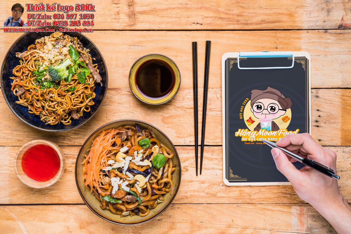 Thiết kế logo ăn vặt Moon Food Thiết kế logo ăn vặt Moon Food