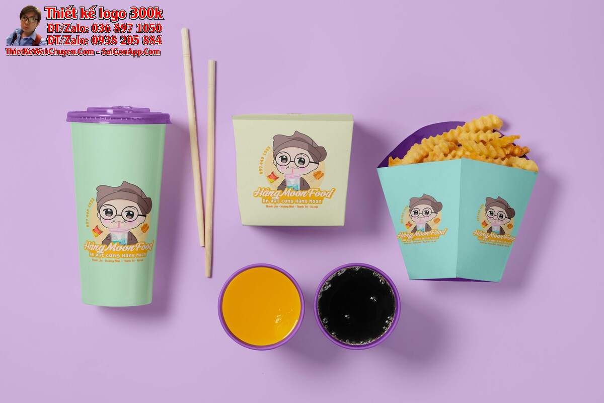 Thiết kế logo ăn vặt Moon Food Thiết kế logo ăn vặt Moon Food