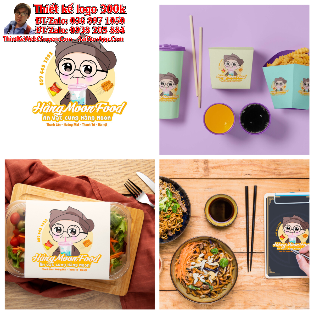 Thiết kế logo ăn vặt Moon Food Thiết kế logo ăn vặt Moon Food