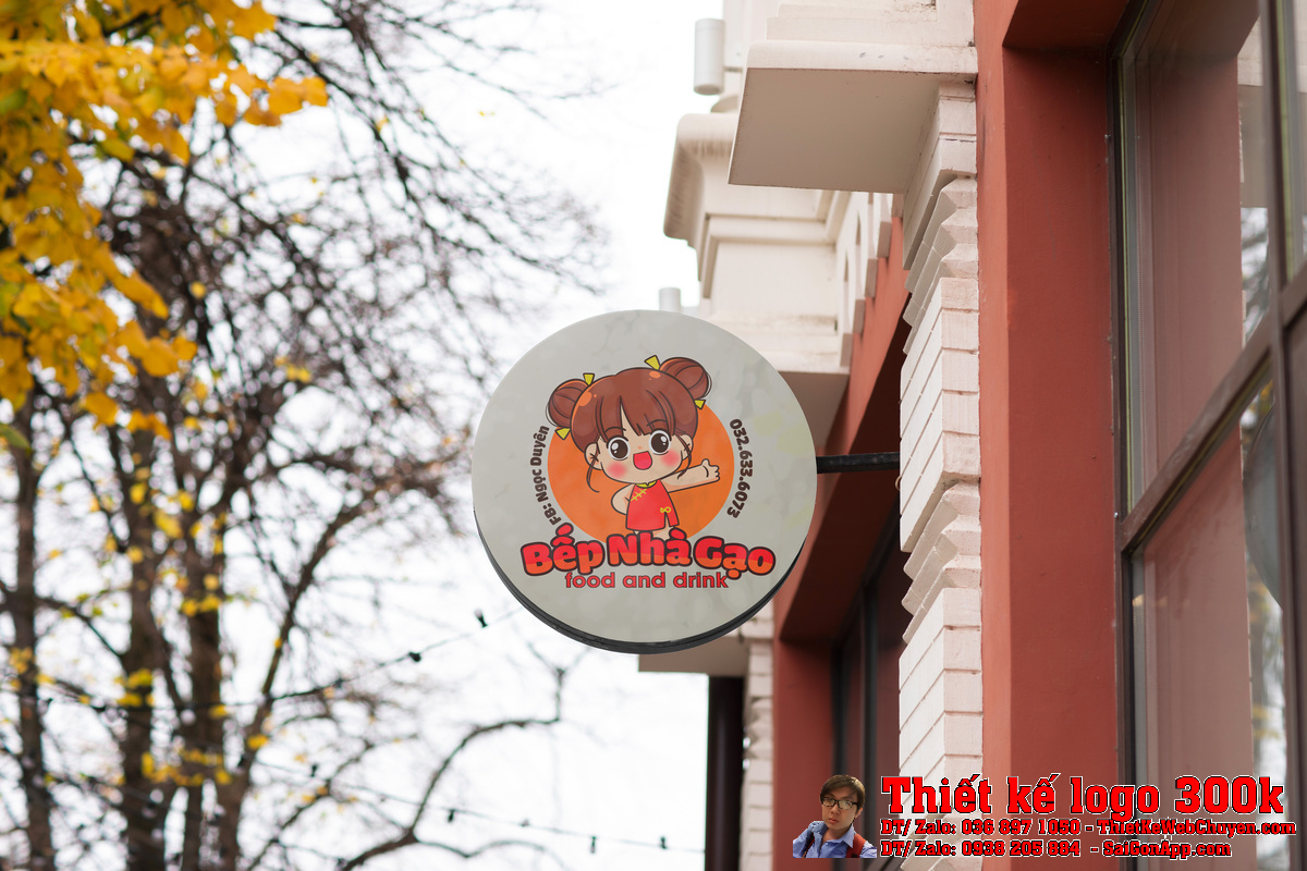 Chi tiết biểu tượng cô bé trong Thiết kế logo ăn vặt trà sữa Bếp Nhà Gạo