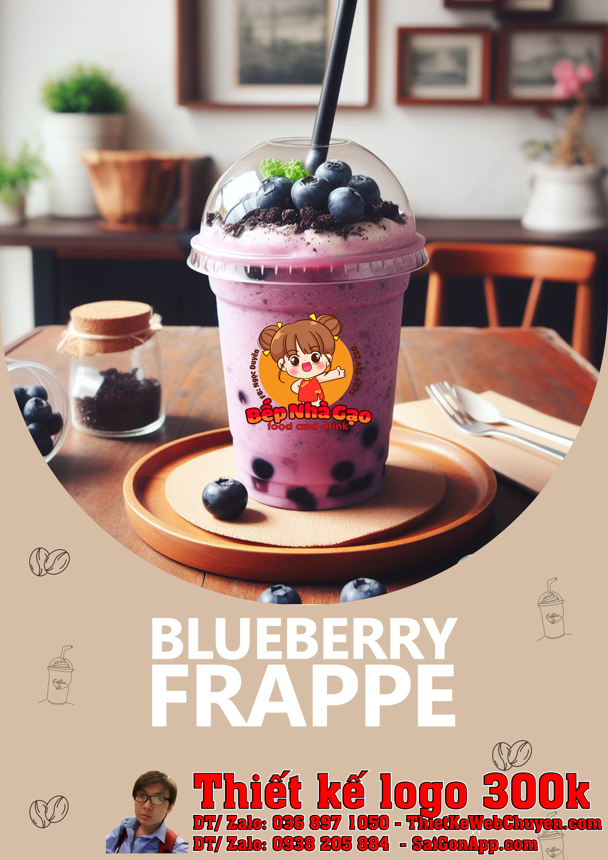 Ứng dụng thực tế của Thiết kế logo ăn vặt trà sữa Bếp Nhà Gạo