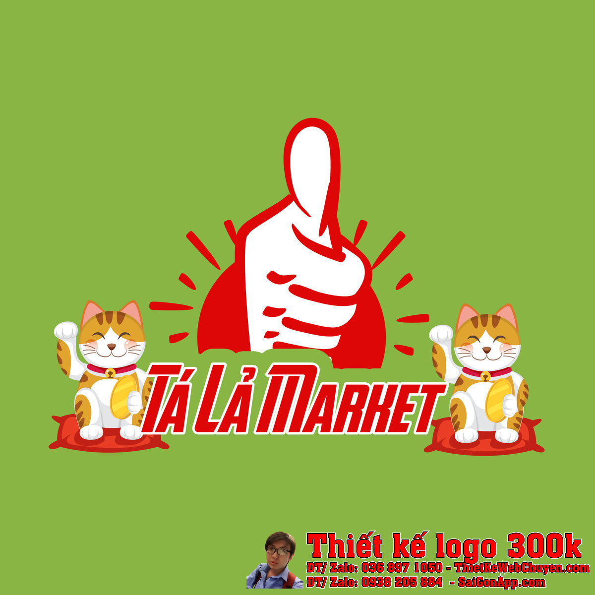 Thiết kế logo bán hàng online Tá Lả Market bản đầy đủ