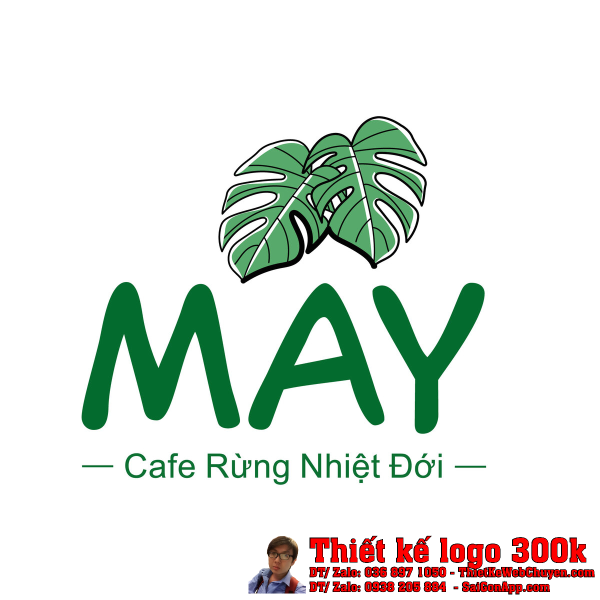 Thiết kế logo cà phê MÂY trên nền gỗ