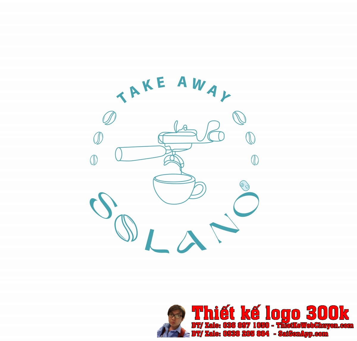 Thiết kế logo cà phê take away SOLANO độc đáo
