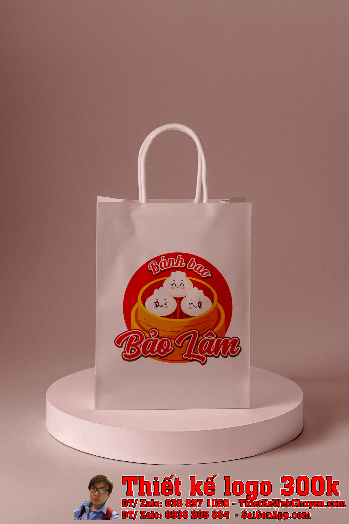 Phối cảnh logo Bánh bao Bảo Lâm