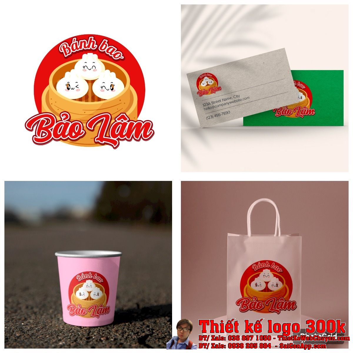 Logo Bánh bao Bảo Lâm trên nền đen