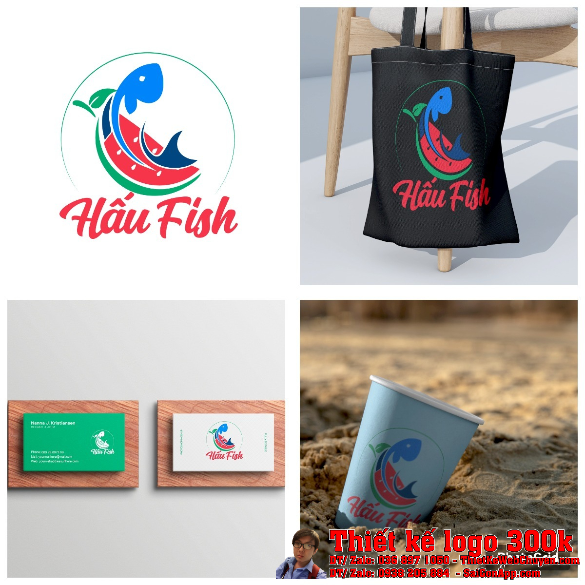 Chi tiết biểu tượng logo Dưa Hấu Fish