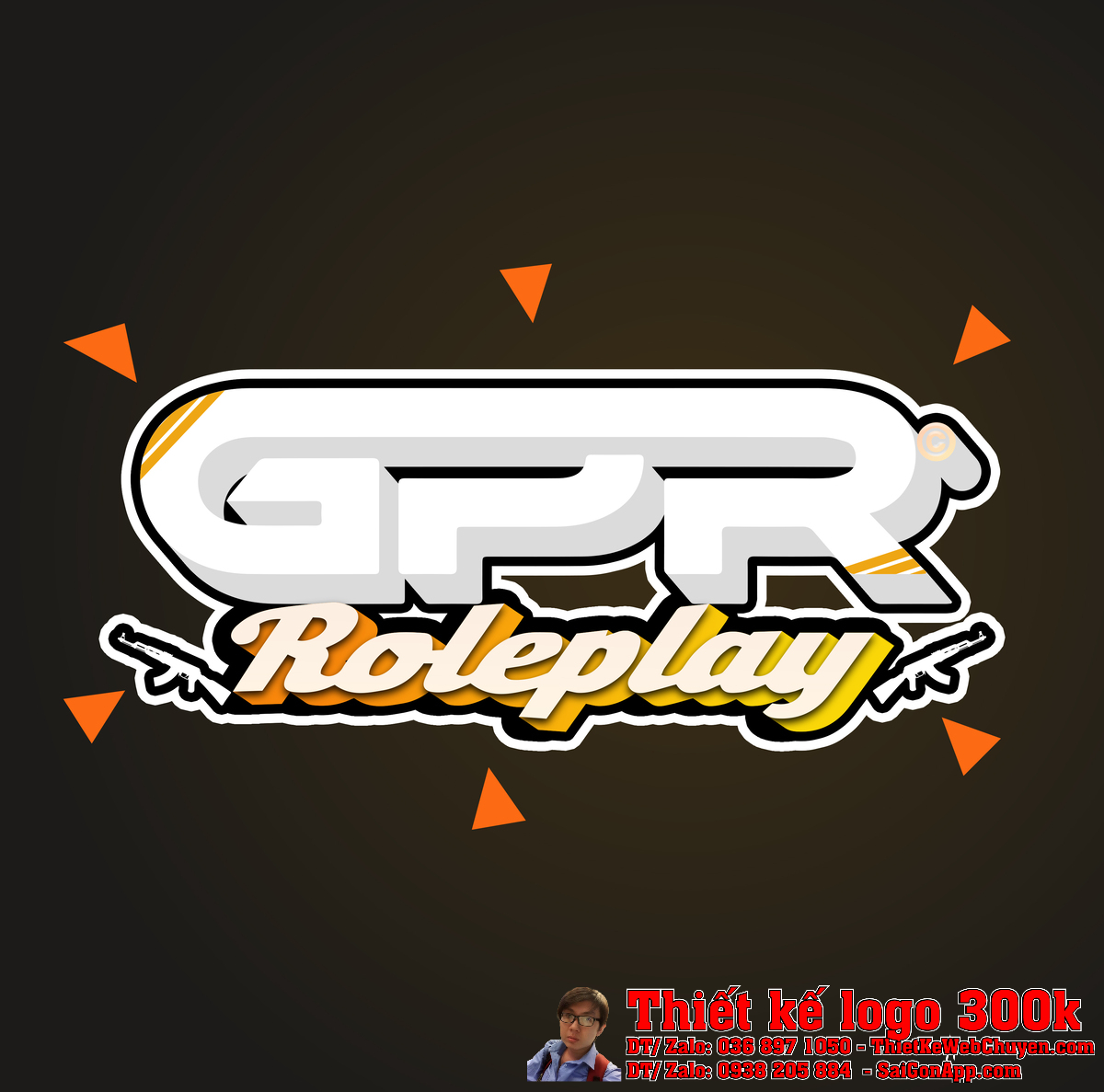 Phối cảnh Thiết kế logo công ty GPR trên nền đen