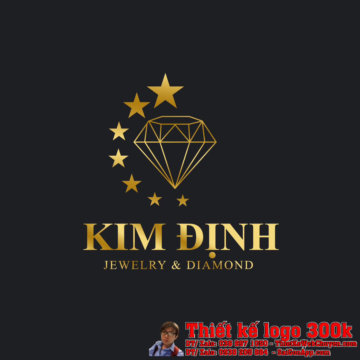 Thiết kế logo công ty KIM ĐỊNH phiên bản chính thức trên nền đen