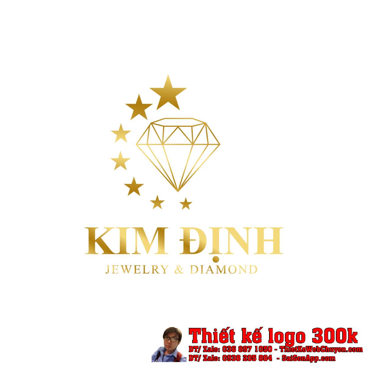 Chi tiết biểu tượng viên kim cương trong Thiết kế logo công ty KIM ĐỊNH