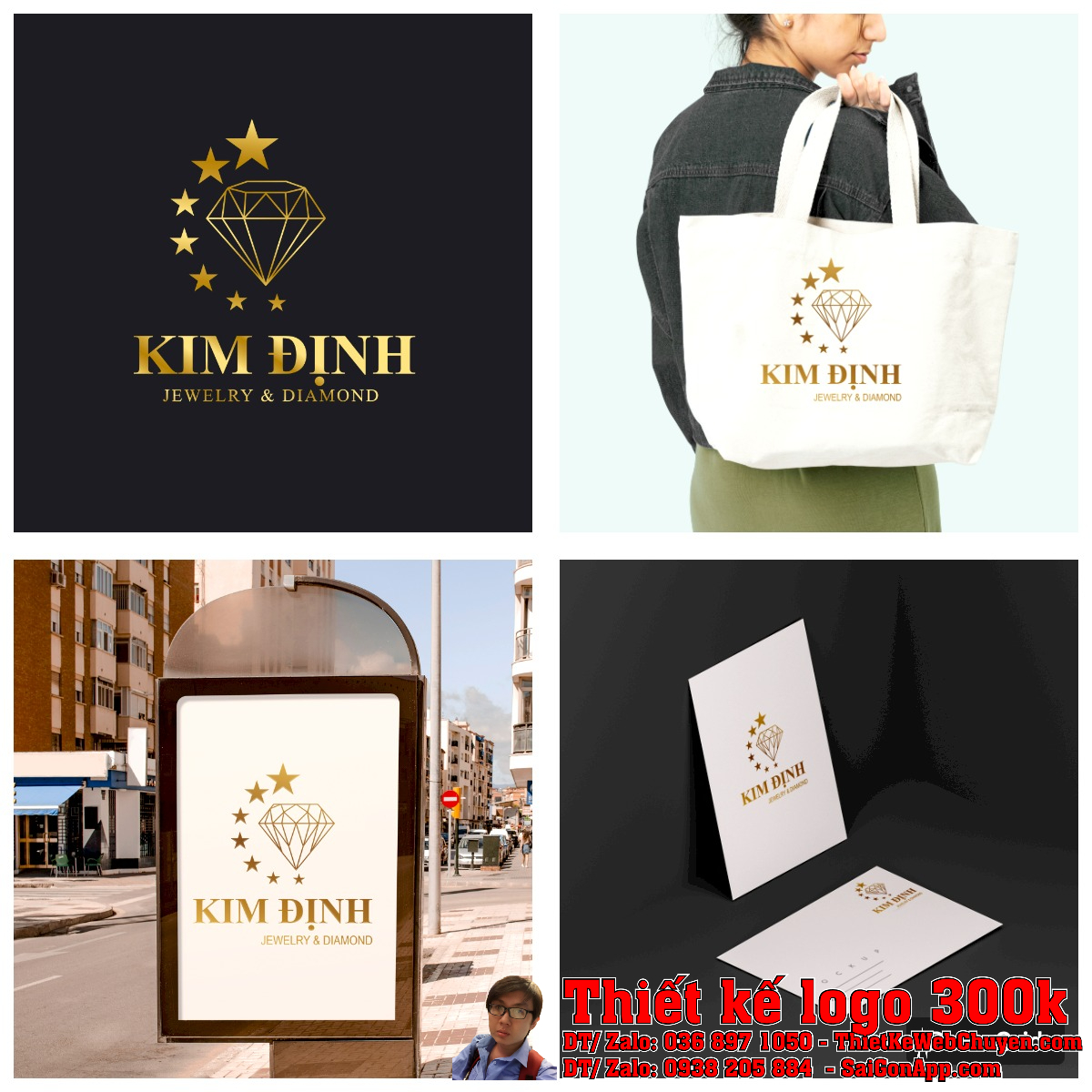 Tổng thể bộ nhận diện thương hiệu từ Thiết kế logo công ty KIM ĐỊNH