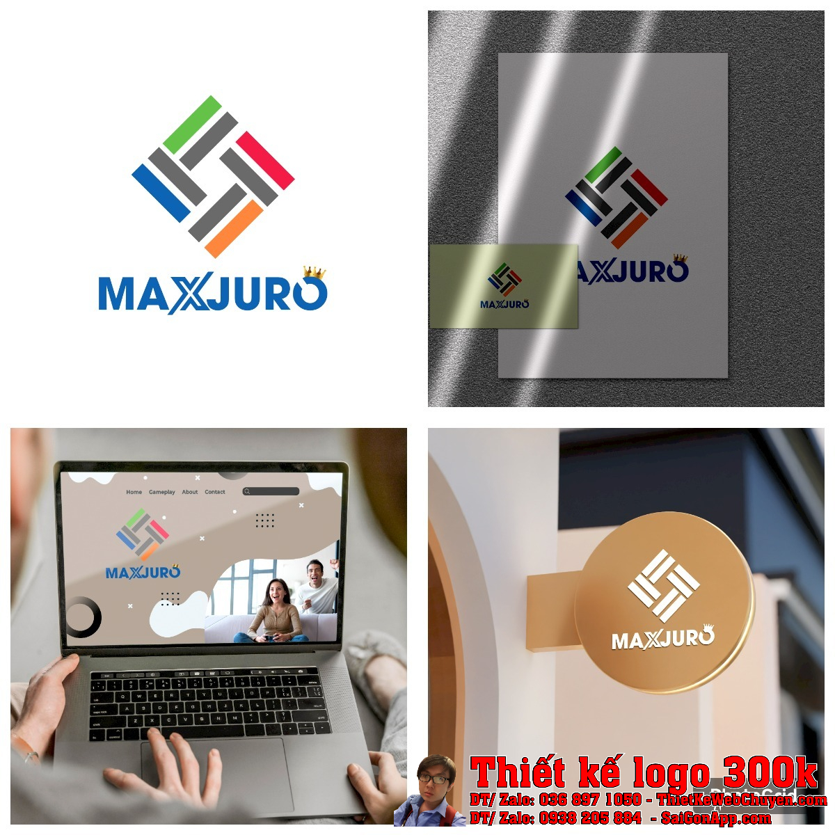 Phiên bản đen trắng của thiết kế logo công ty MAXJURO