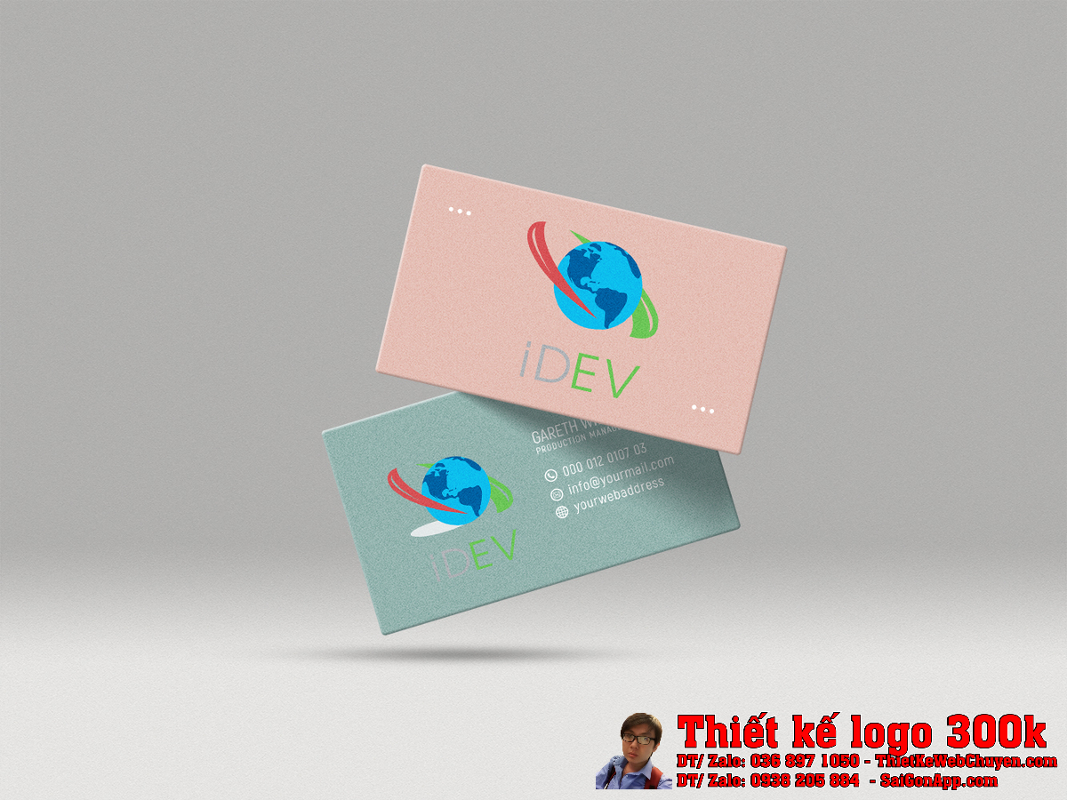 Phối cảnh Thiết kế logo công ty iDEV tại văn phòng