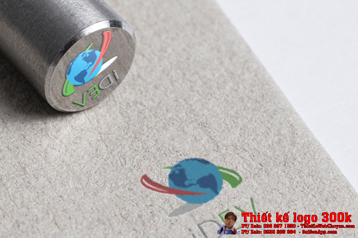 Ứng dụng Thiết kế logo công ty iDEV trên danh thiếp và ấn phẩm