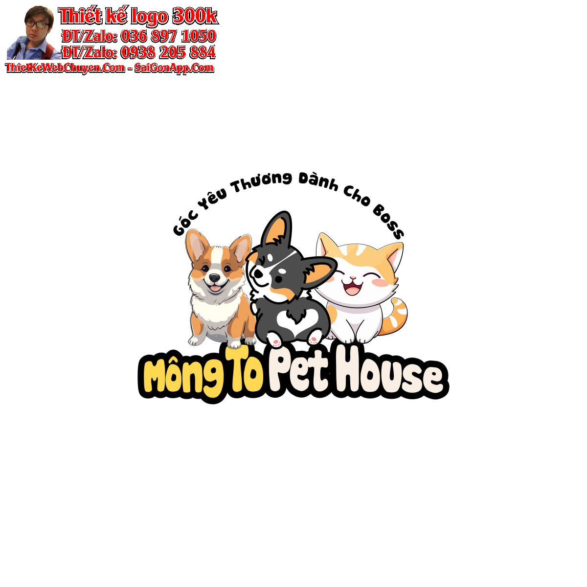 Thiết kế logo cửa hàng chăm sóc thú cưng Mông To Pet House
