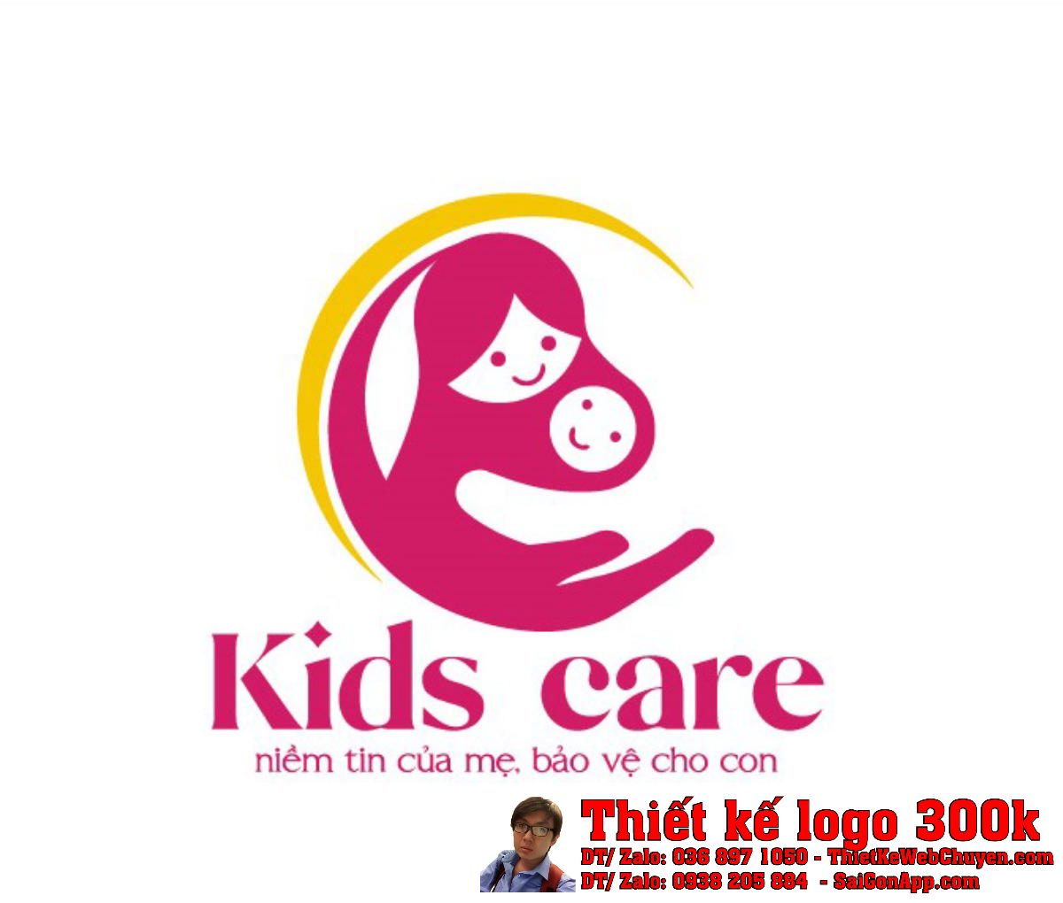 Thiết kế logo cửa hàng mẹ và bé Kids Care
