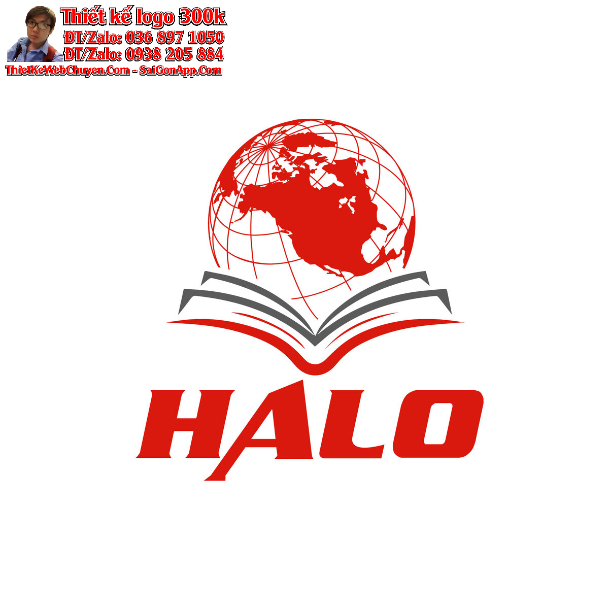 Thiết kế logo đào tạo ngoại ngữ và tư vấn du học HALO