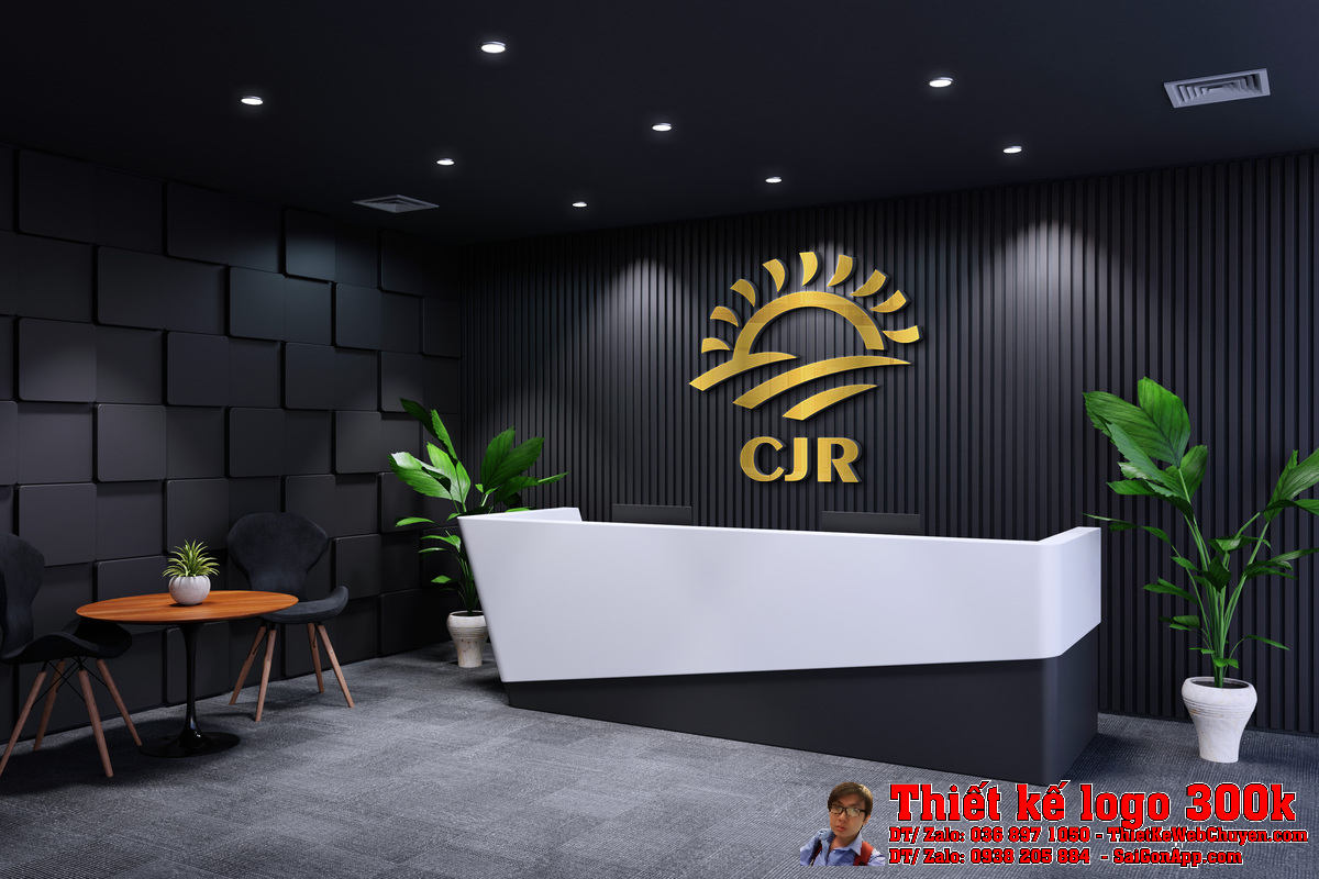 Ứng dụng logo CJR trên nền trắng
