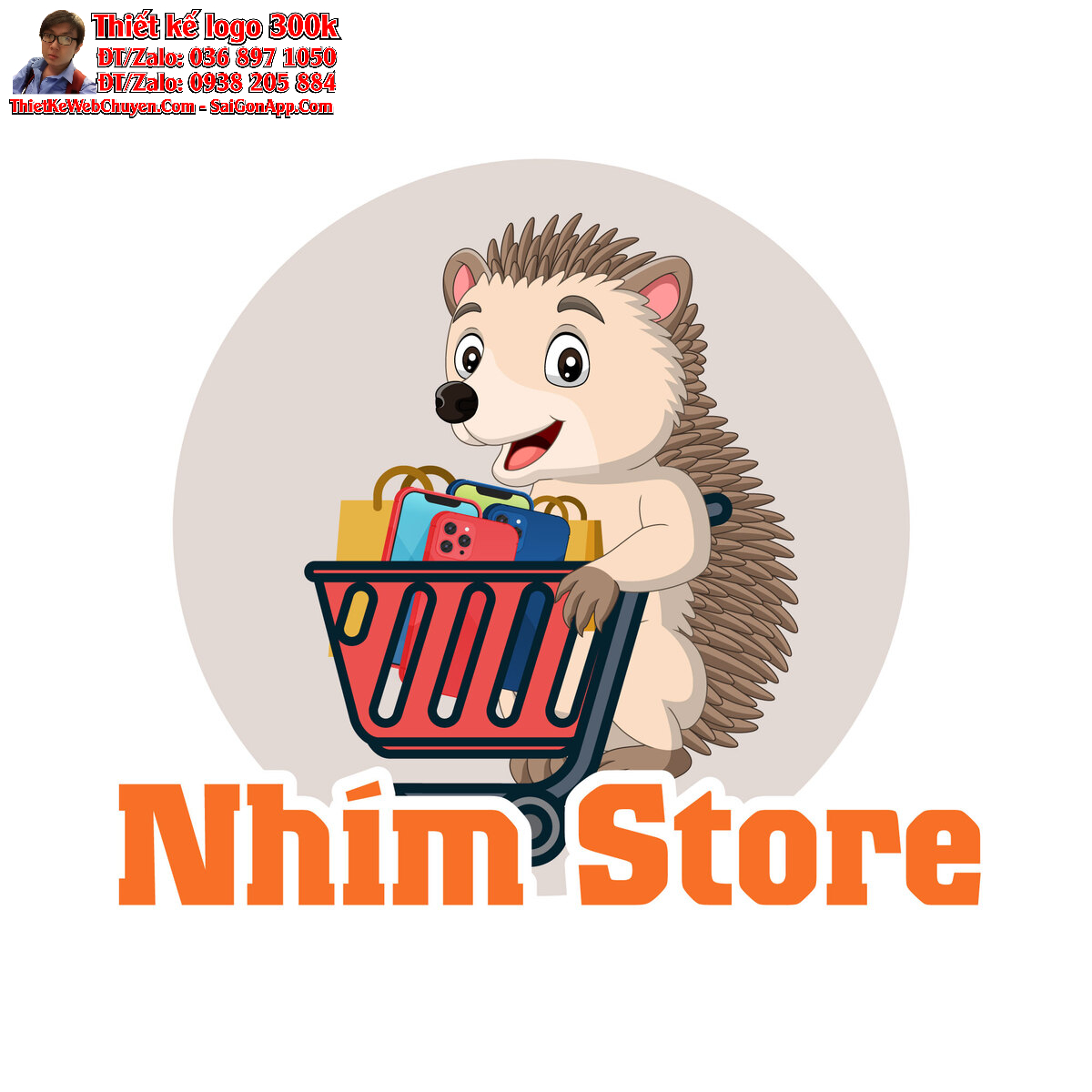 Thiết kế logo điện thoại Apple Nhím Store