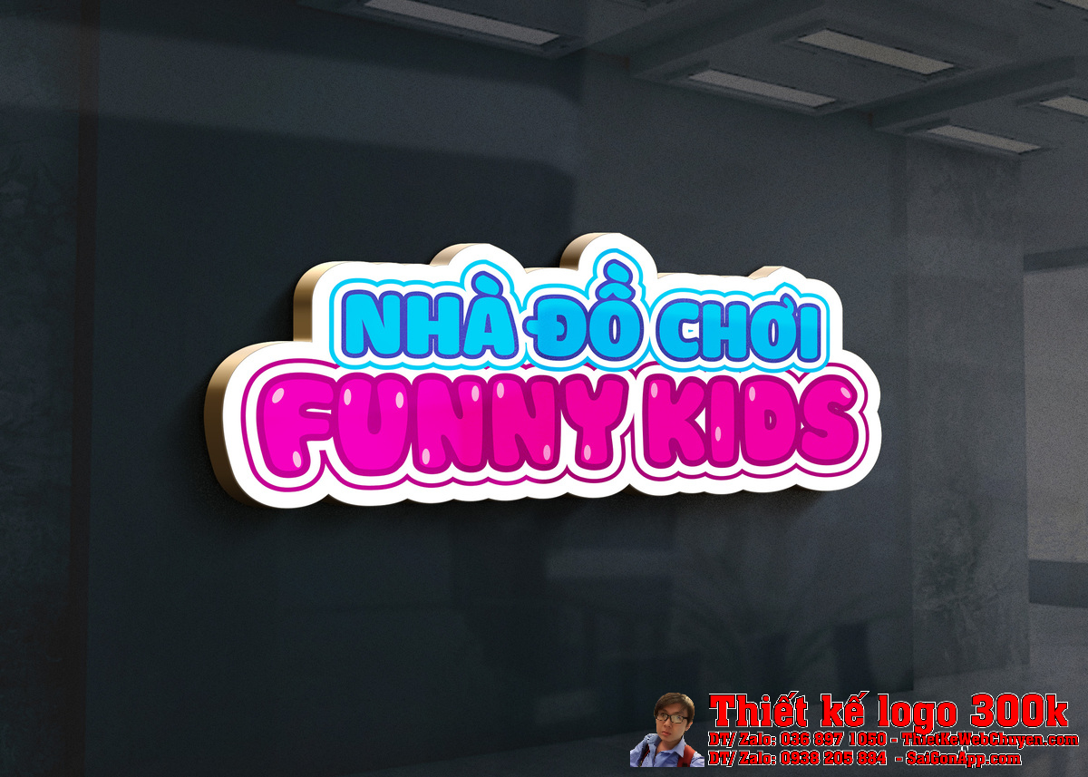 Thiết kế logo đồ chơi trẻ em Nhà đồ chơi Funny Kids bản đầy đủ