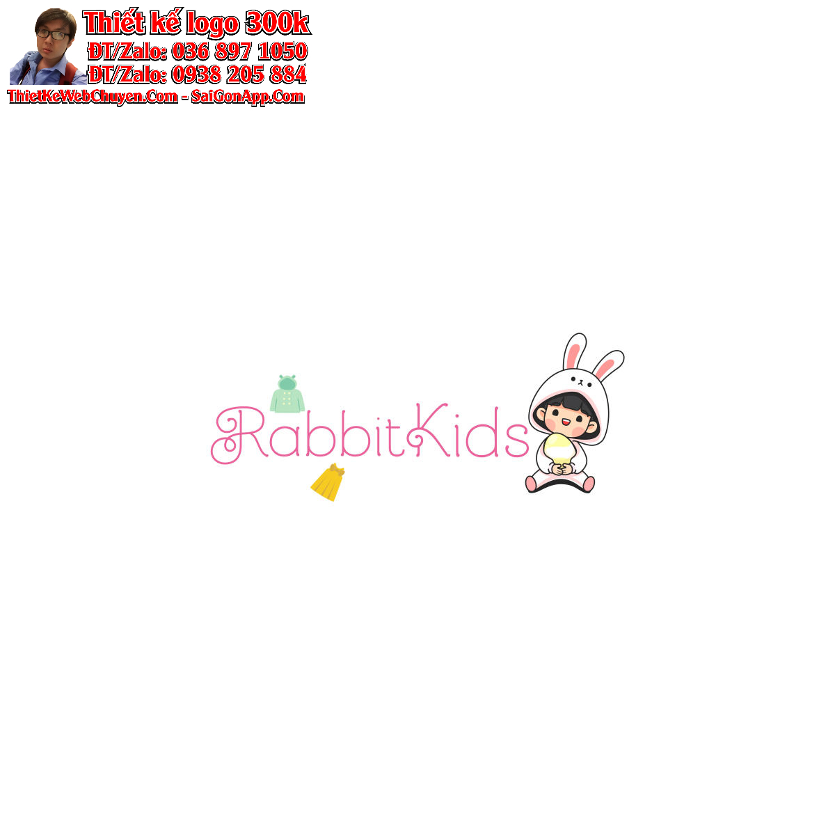 Thiết kế logo đồ trẻ em online Rabbit KIDS