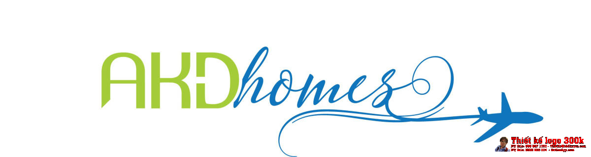 Thiết kế logo du lịch AKDhomes Logo Du Lịch AKDhomes - Phiên bản chính thức màu xanh lá và xanh dương