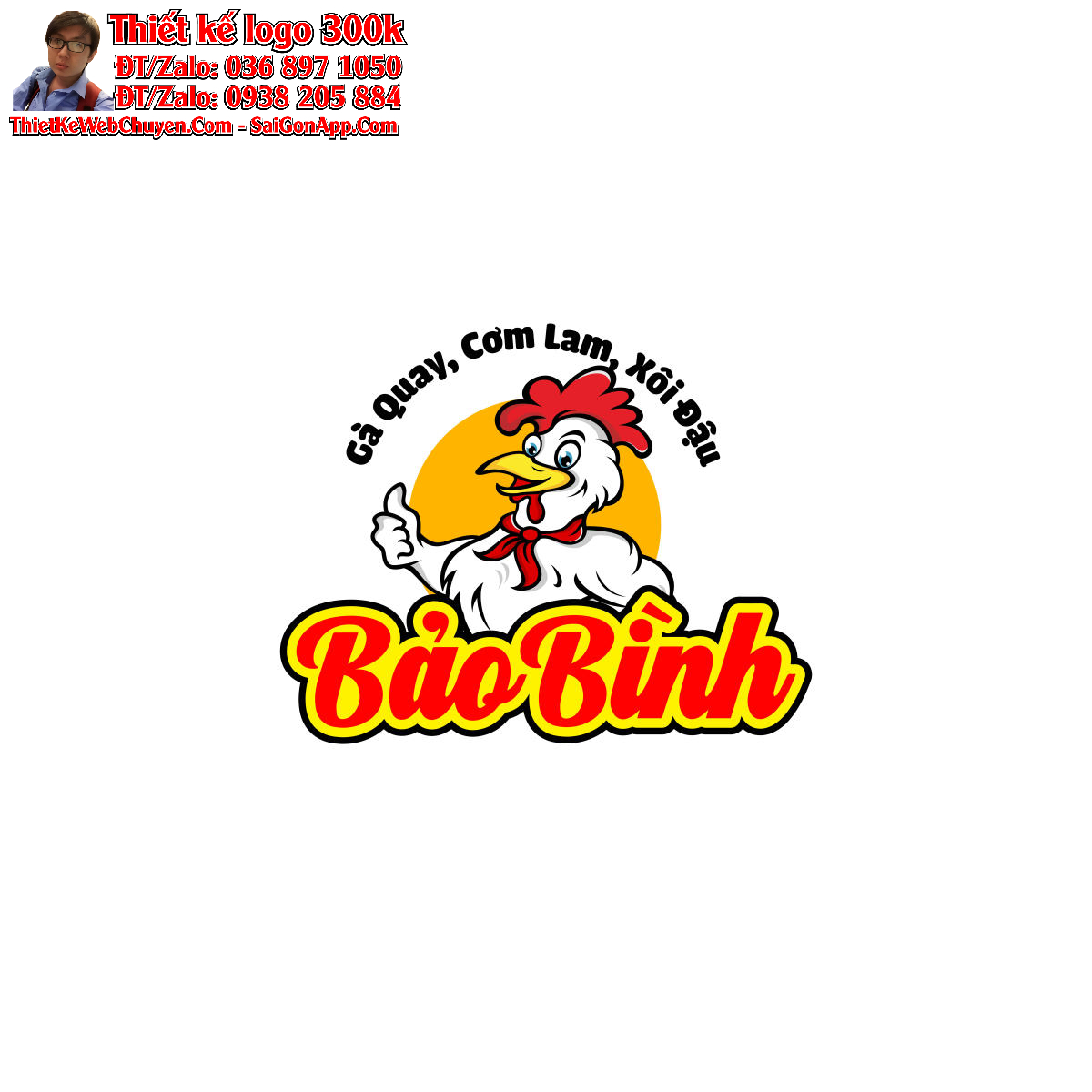 Thiết kế logo gà quay, cơm lam, xôi đậu Bảo Bình