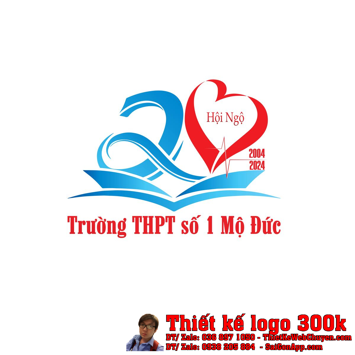 Phiên bản chính thức Thiết kế logo giáo dục Trường THPT số 1 Mộ Đức niên khoá 2004-2024