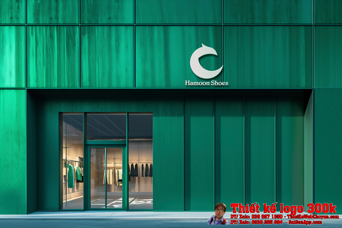 Ứng dụng Thiết kế logo giày dép Hamoon Shoes trên ấn phẩm