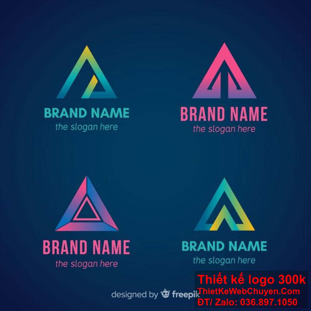 Một biểu tượng phong cách với hình dạng tam giác. Thiết kế logo thể hiện sự sáng tạo bằng hình tam giác.
