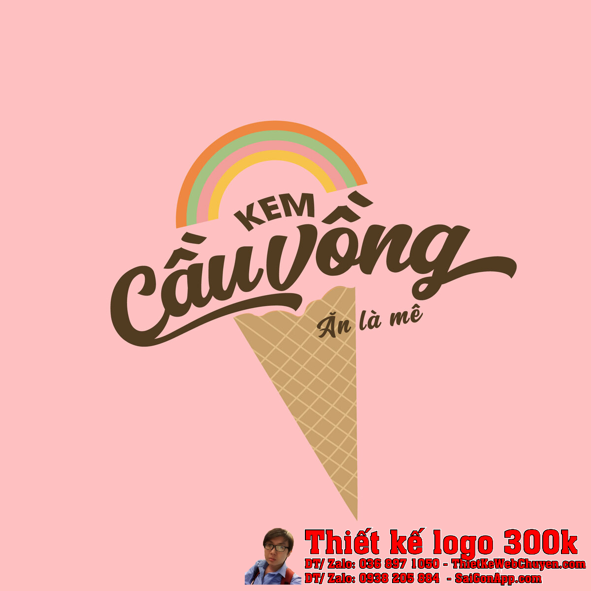 Chi tiết biểu tượng trong Thiết kế logo kem tươi Cầu Vồng