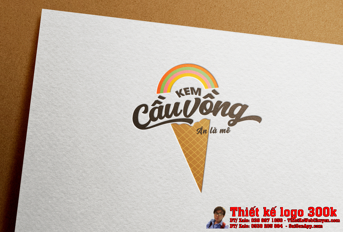 Màu sắc chủ đạo của Thiết kế logo kem tươi Cầu Vồng