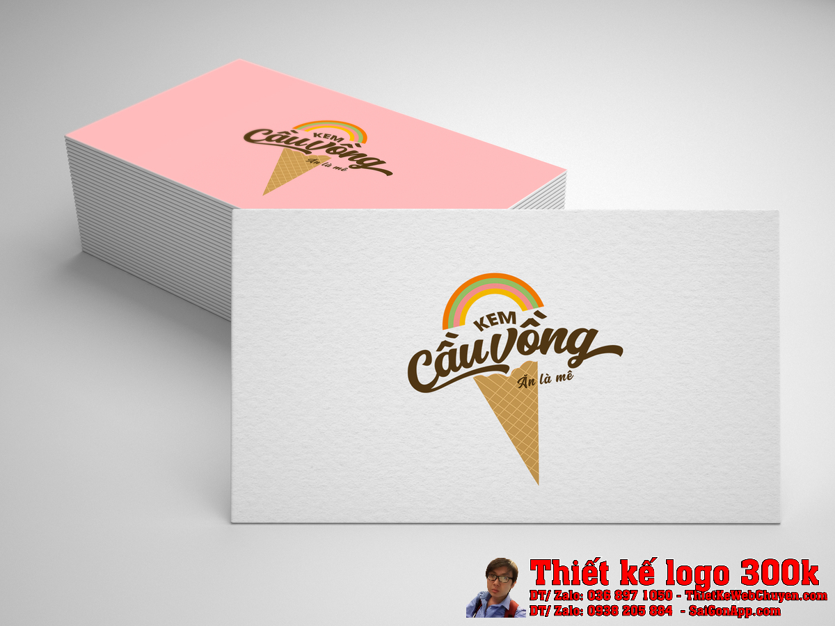 Ứng dụng in ấn của Thiết kế logo kem tươi Cầu Vồng