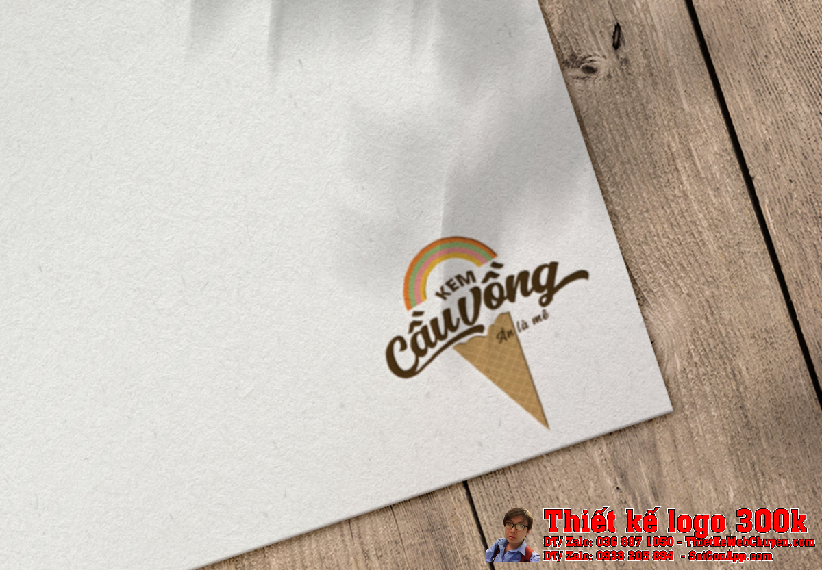 Phiên bản đơn sắc của Thiết kế logo kem tươi Cầu Vồng