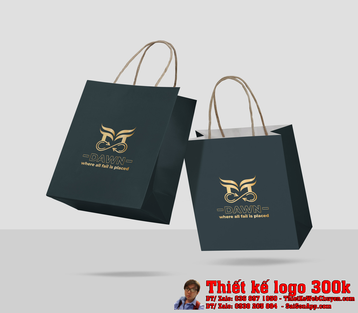 Phối cảnh Thiết kế logo khách sạn DAWN sang trọng