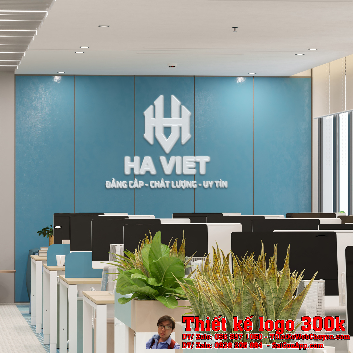 Thiết kế logo kiến trúc công ty TNHH DVTM HA VIET Ứng dụng Thiết kế logo kiến trúc công ty TNHH DVTM HA VIET trên website