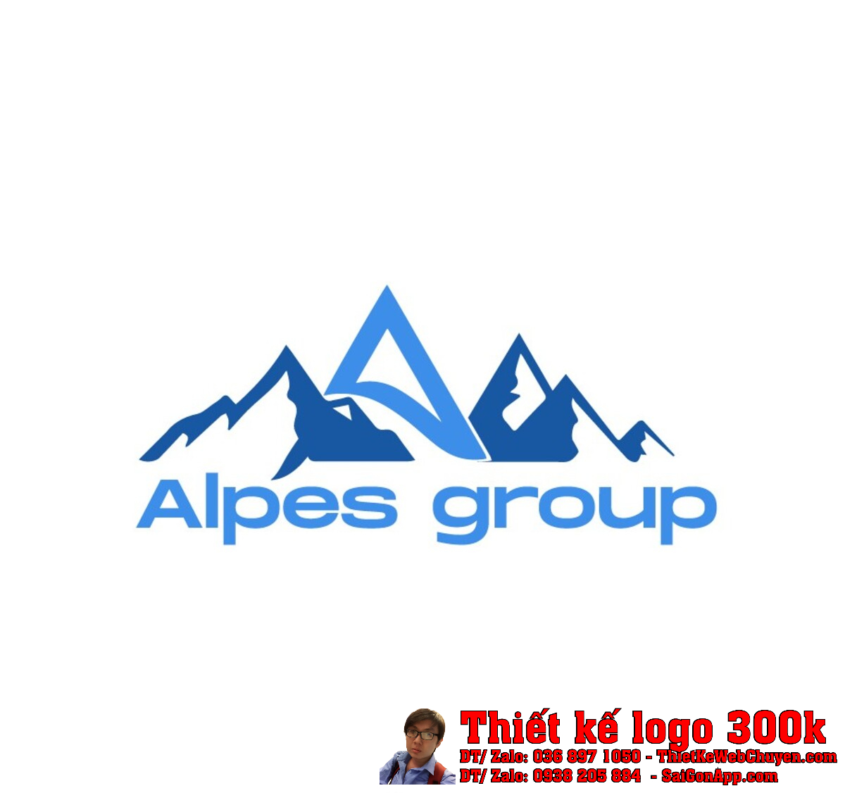 Thiết kế logo kinh doanh tổng hợp Alpes Group Thiết kế logo kinh doanh tổng hợp Alpes Group - Biểu tượng dãy núi và chữ A cách điệu