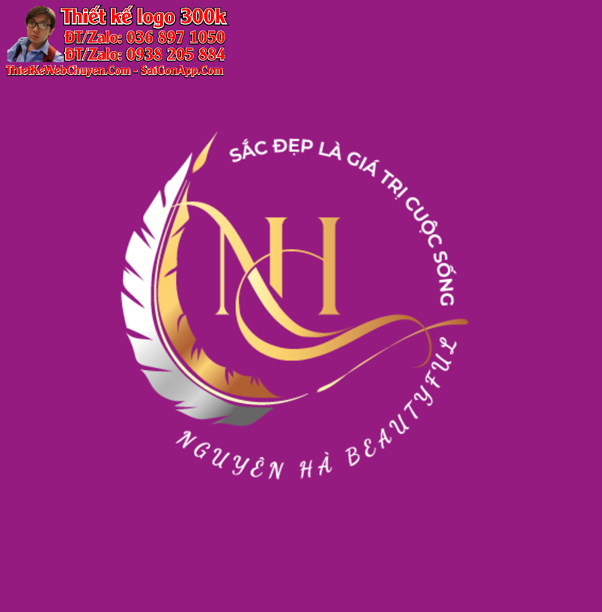 Thiết kế logo làm đẹp Nguyên Hà