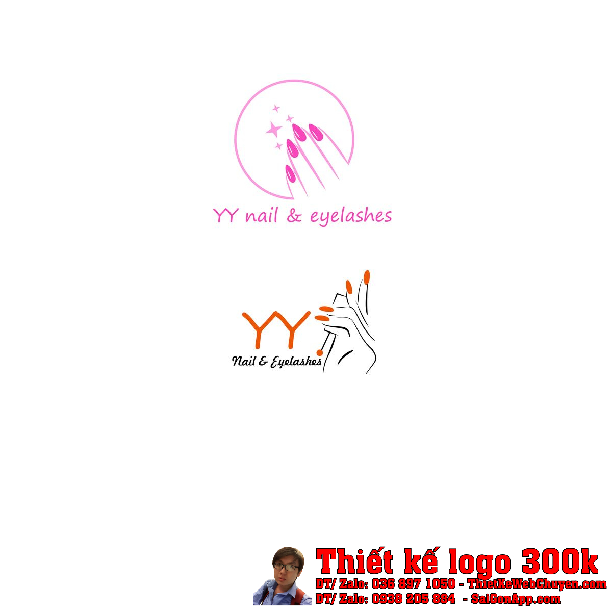 Thiết kế logo làm móng nối mi YY nail eyelashes phiên bản màu hồng