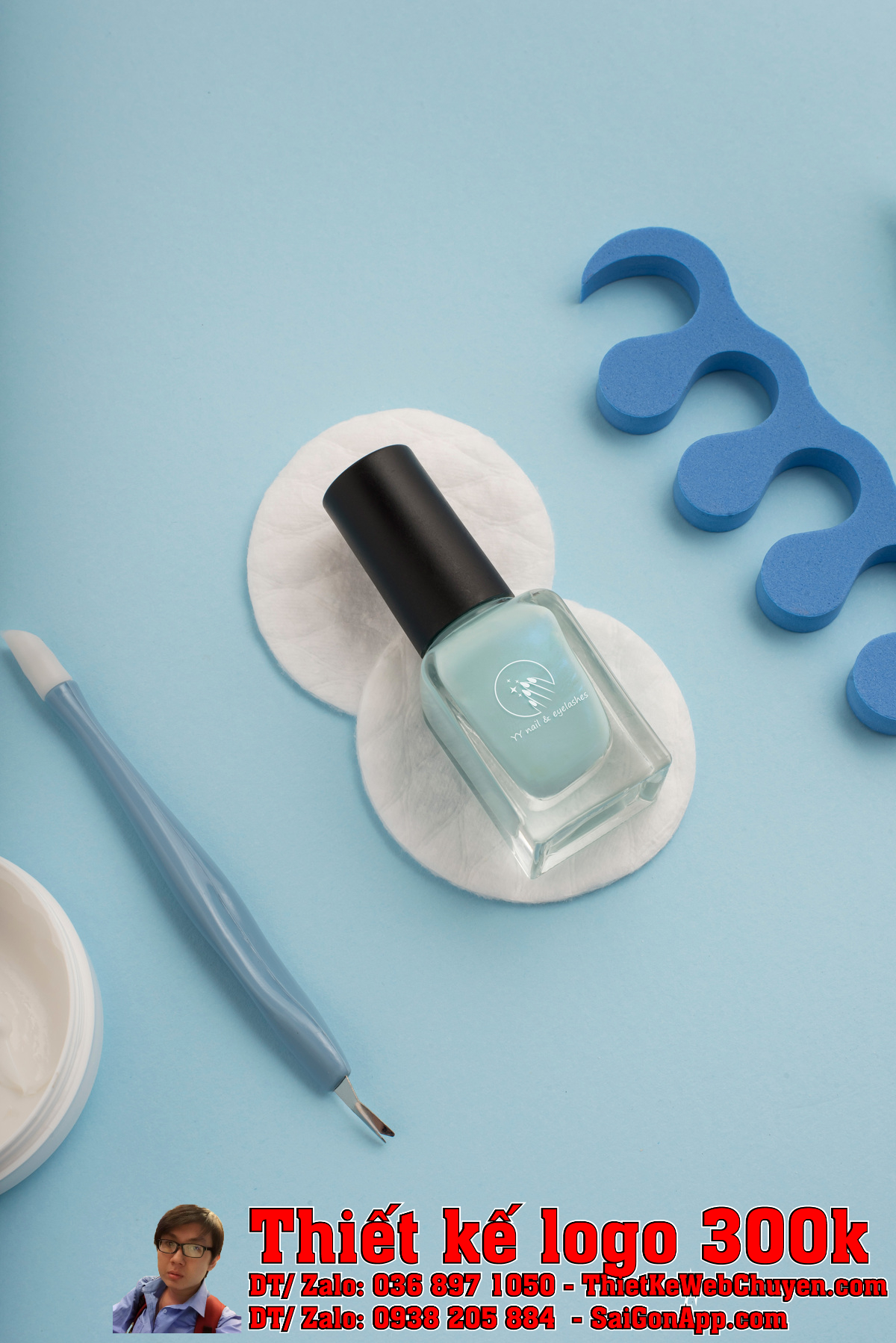 Mô phỏng Thiết kế logo làm móng nối mi YY nail eyelashes trên bảng hiệu