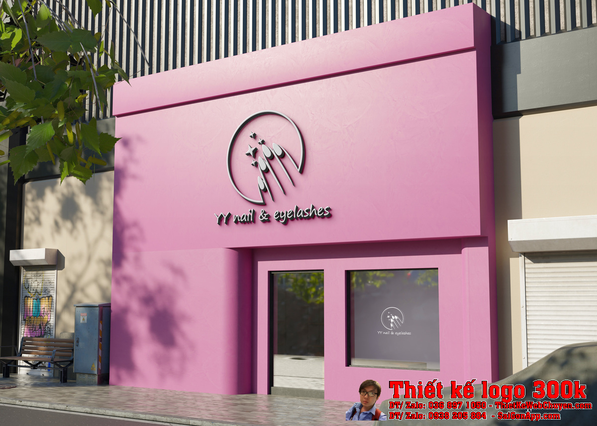 Chi tiết biểu tượng bàn tay trong Thiết kế logo làm móng nối mi YY nail eyelashes