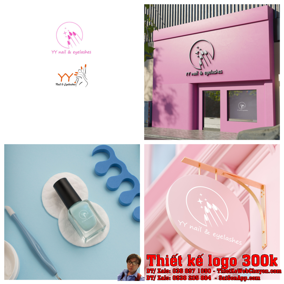 Tổng thể Thiết kế logo làm móng nối mi YY nail eyelashes chuyên nghiệp