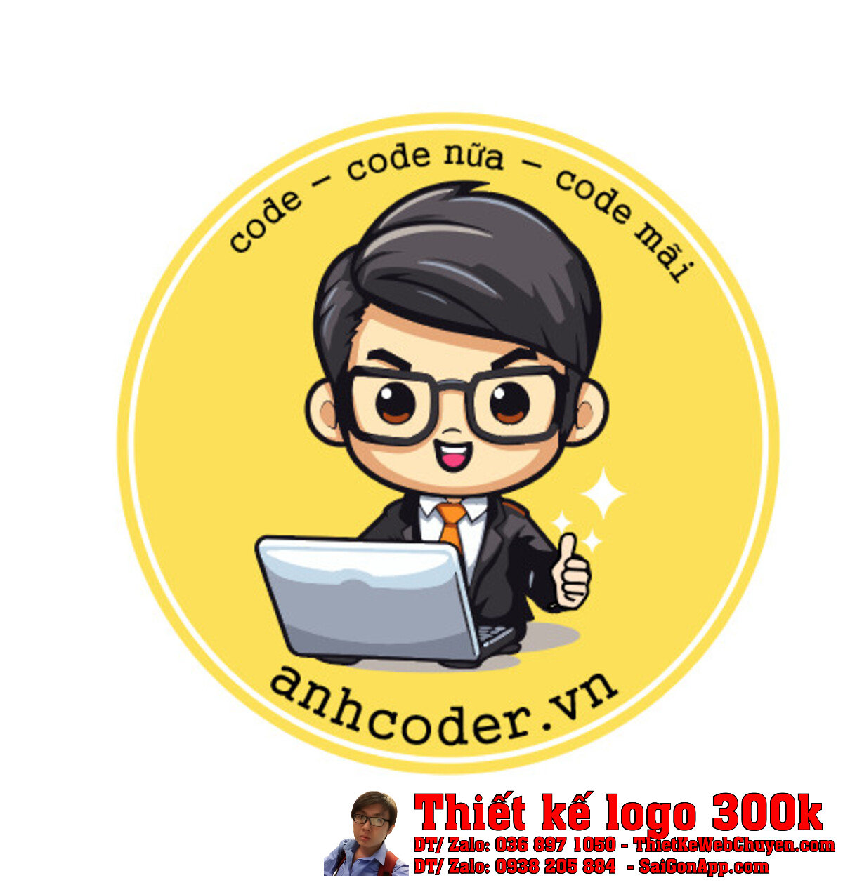 Thiết kế logo lập trình phần mềm công ty anhcoder vn phiên bản đầy đủ