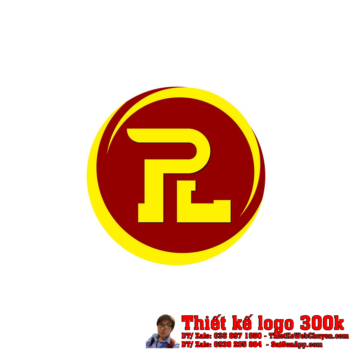 Chi tiết Thiết kế logo máy móc cơ khí Phúc Long trên nền trắng