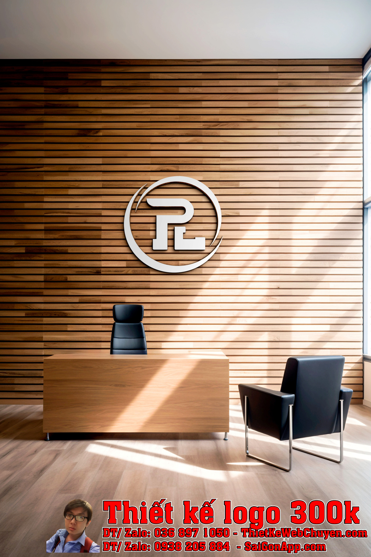 Phối cảnh Thiết kế logo máy móc cơ khí Phúc Long trên ấn phẩm văn phòng