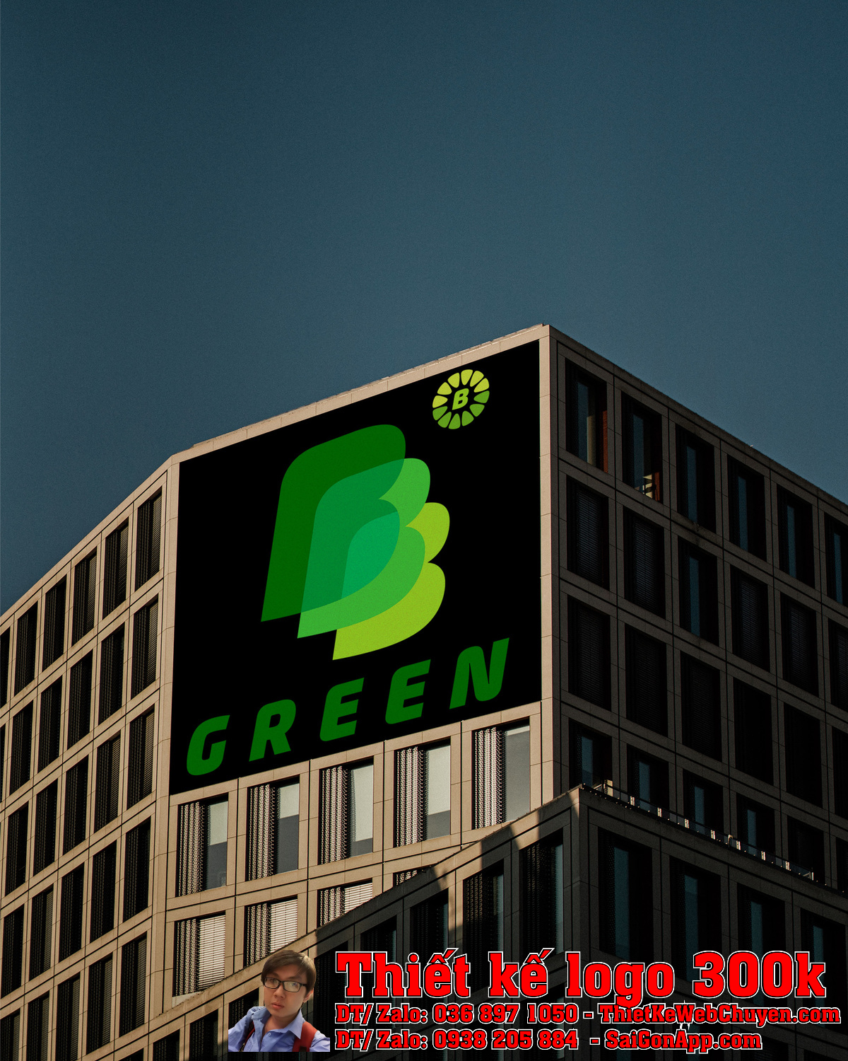 Thiết kế logo ngành cồn: Công ty 3B Green - Trên danh thiếp