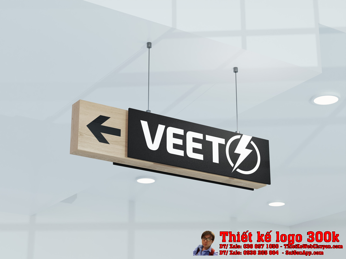 Thiết kế logo ngành điện Công ty TNHH Công nghệ Kỹ thuật Năng lượng VEET CO trên nón bảo hộ