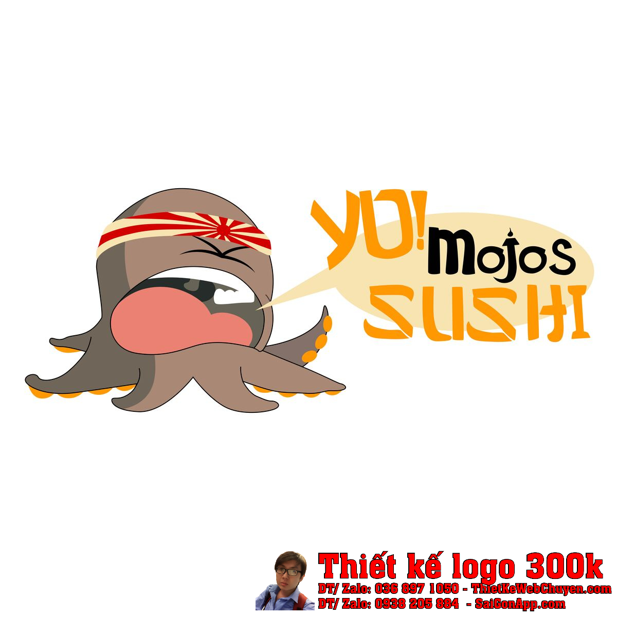 Thiết kế logo nhà hàng ẩm thực Mojos Sushi