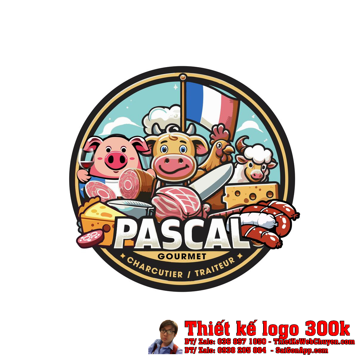 Thiết kế logo nhà hàng món Tây Pascal tổng thể